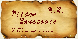 Miljan Manetović vizit kartica